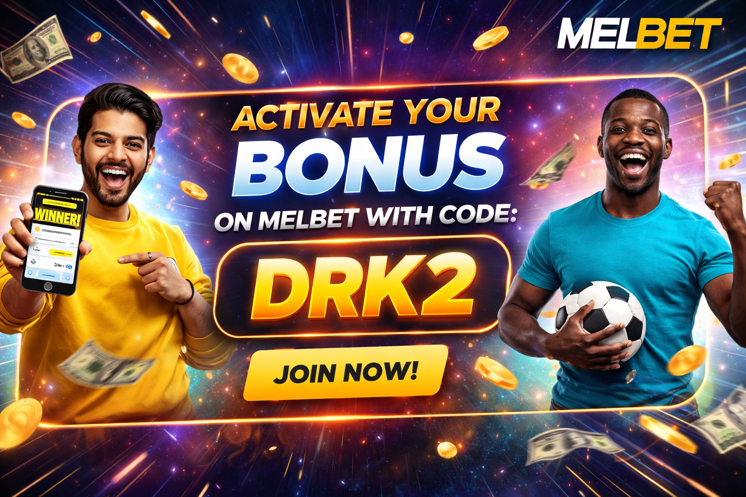 MelBet promo code DRK2 banner
