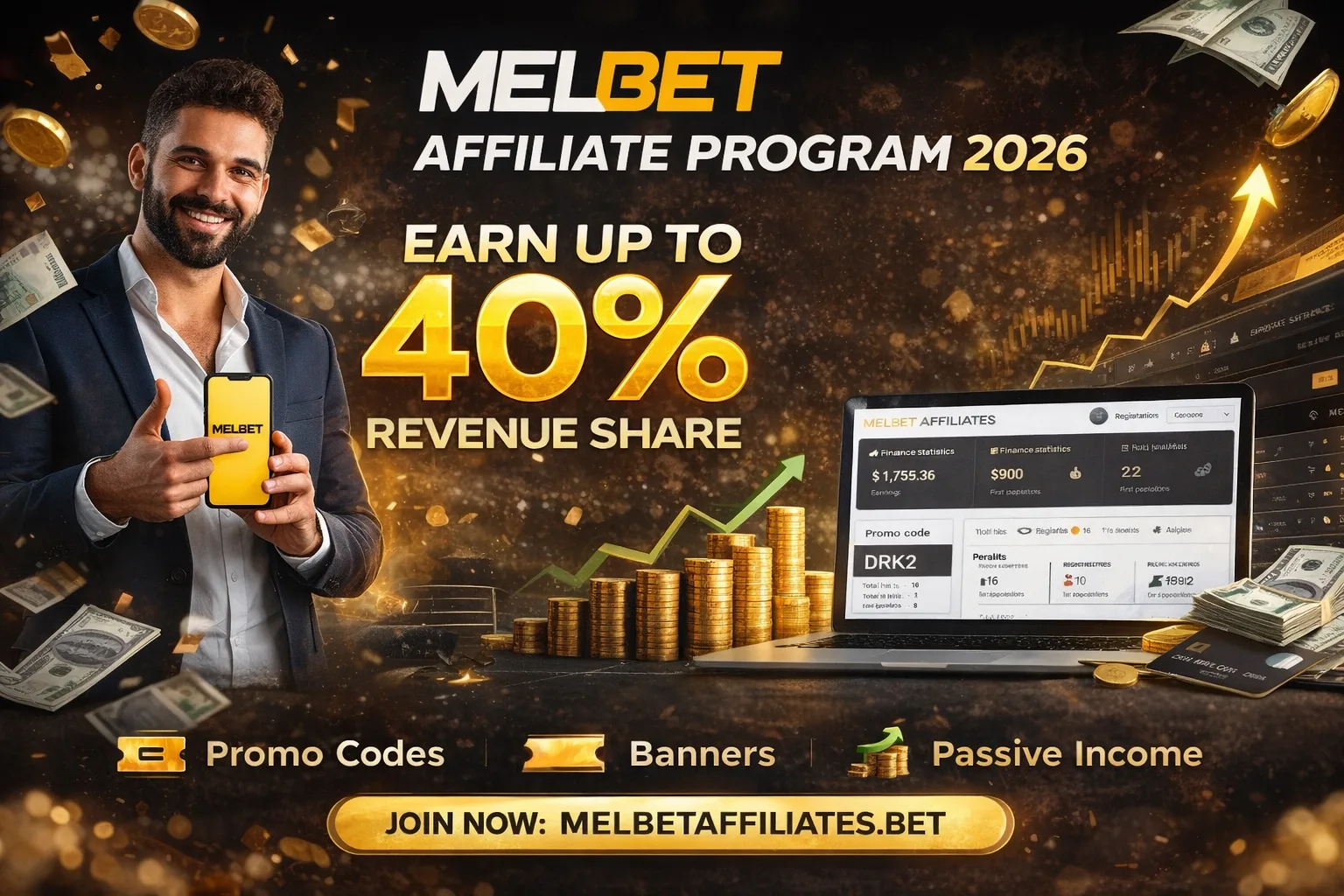 MelBet Affiliate Program 2026: Earn Up to 40% Revenue Share and Build Passive Income