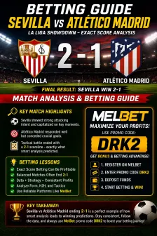 Sevilla vs Atlético Madrid Betting Guide – Exact Score 2-1 Analysis, Strategy and MelBet Promo Code DRK2 — football analysis, betting guide, bookmaker review and DRK2 promo code
